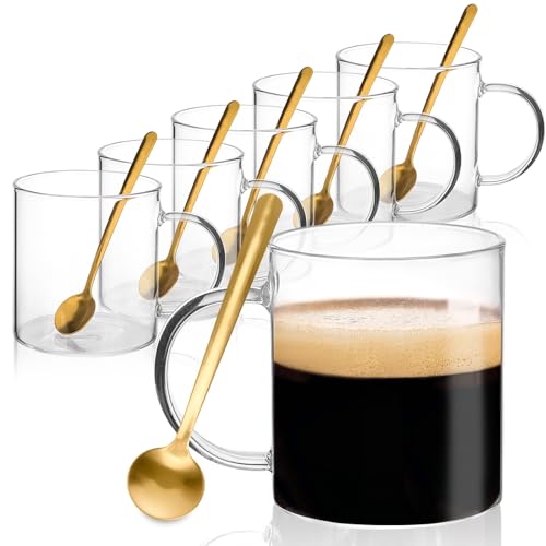Moretoes 6-Piece Glass Coffee Mugs Set