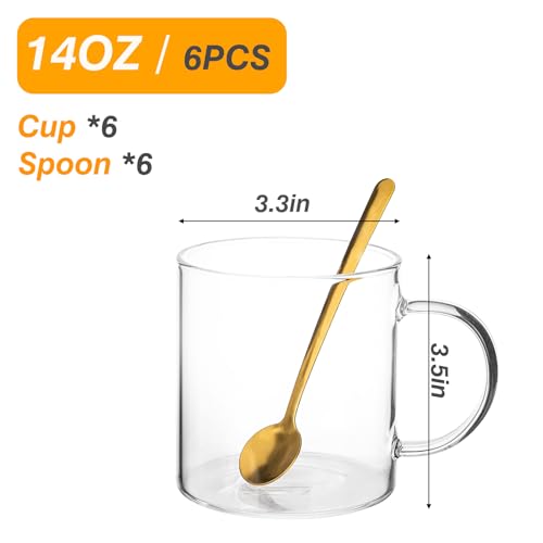 Moretoes 6-Piece Glass Coffee Mugs Set