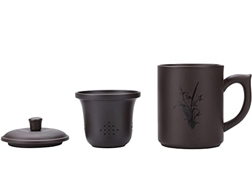 Purple Clay Tea Cup with Infuser and Lid