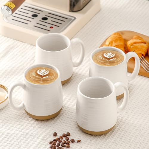 Set of 4 Large Ceramic Coffee Mugs