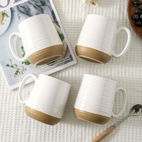 Set of 4 Large Ceramic Coffee Mugs