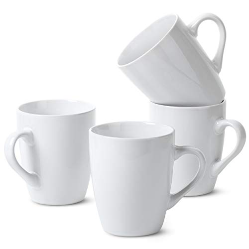Set of 4 White Fine Bone China Mugs