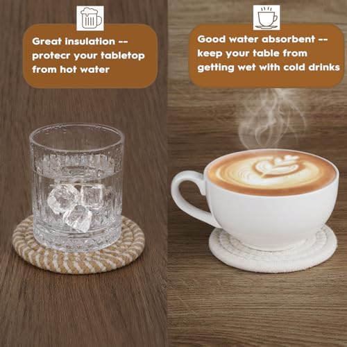 Boho Absorbent Drink Coasters Set with Holder