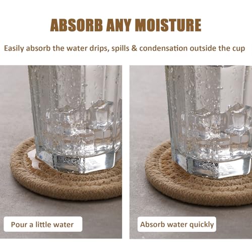 Boho Absorbent Drink Coasters Set with Holder