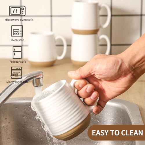 Set of 4 Large Ceramic Coffee Mugs