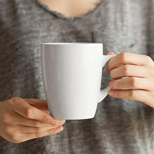 Set of 4 White Fine Bone China Mugs