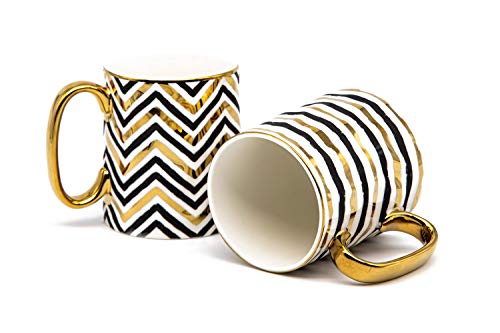 Elegant Black and Gold Coffee Mug Set
