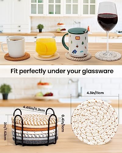 8-Pack Colorful Absorbent Coasters with Holder