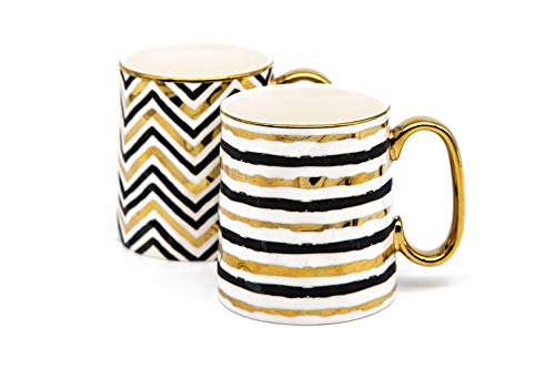 Elegant Black and Gold Coffee Mug Set