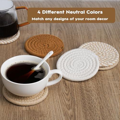 Boho Absorbent Drink Coasters Set with Holder