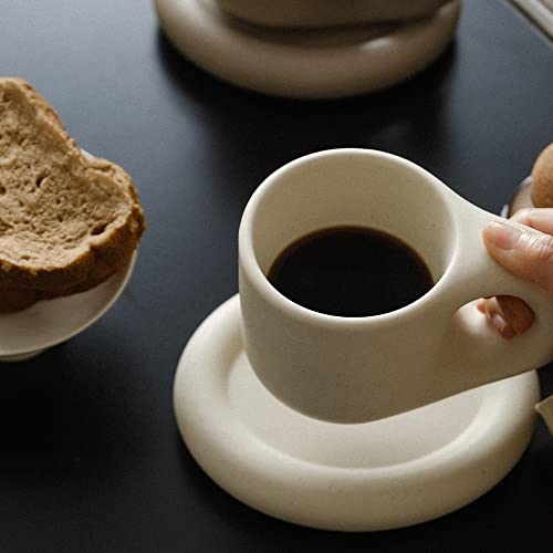 Chubby Funny Coffee Mug with Saucer, 9 oz