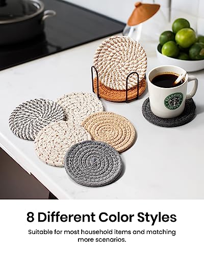 8-Pack Colorful Absorbent Coasters with Holder