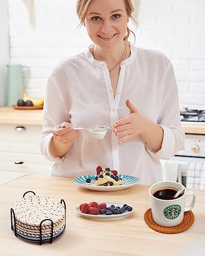 8-Pack Colorful Absorbent Coasters with Holder