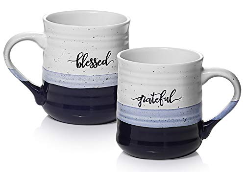 Blessed & Grateful Ceramic Coffee Mug Set