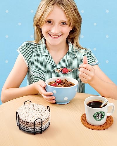 8-Pack Colorful Absorbent Coasters with Holder