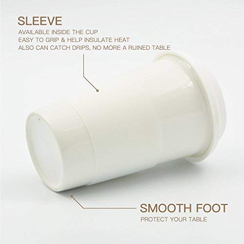 Insulated White Ceramic Travel Coffee Cup, 12 oz