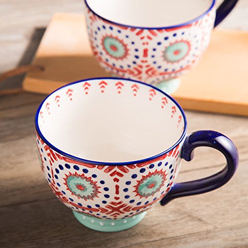 Chic Hand-Painted Floral Ceramic Coffee Mug 14oz