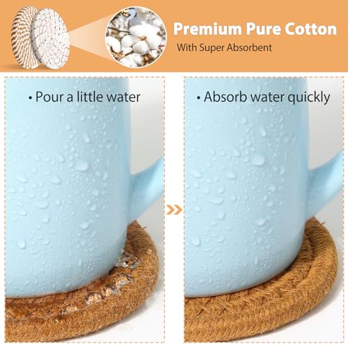 Minimalist Cotton Woven Coaster Set with Holder