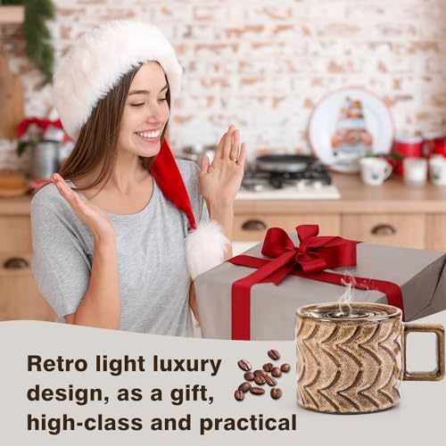 Retro 8 oz Ceramic Coffee Mugs - Brown