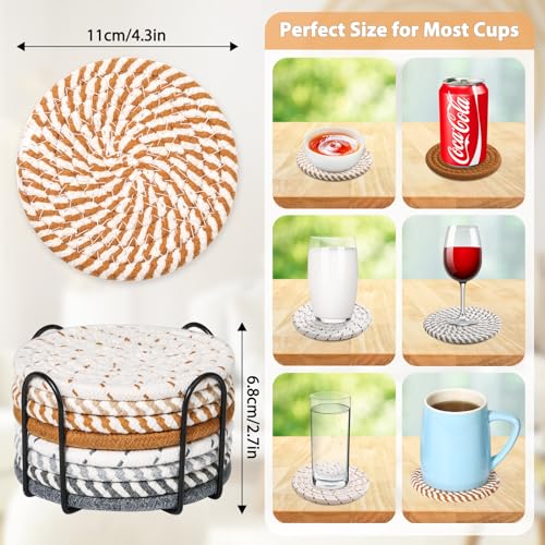 Minimalist Cotton Woven Coaster Set with Holder