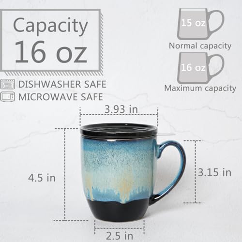 Bosmarlin 16 Oz Ceramic Tea Cup with Infuser