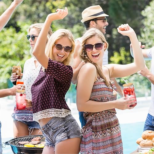 16oz Glass Coffee Cup with Lids and Straws