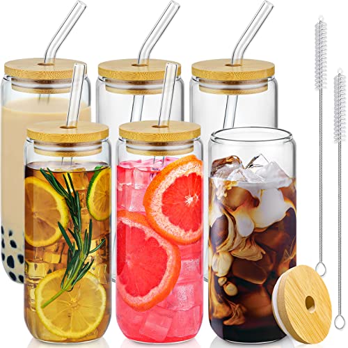 20 Oz Bamboo Lid Drinking Glasses - 6 Pack