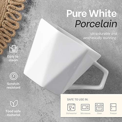 MITBAK 6-Pack Ceramic Coffee Mug Set (14-Ounce) White Coffee Mugs Suitable For Coffee, Tea, Cappuccino And More| Large Mug Set with Handles| Dishwasher, Oven, Microwave Safe