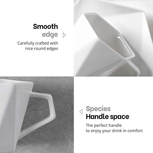 MITBAK 6-Pack Ceramic Coffee Mug Set (14-Ounce) White Coffee Mugs Suitable For Coffee, Tea, Cappuccino And More| Large Mug Set with Handles| Dishwasher, Oven, Microwave Safe