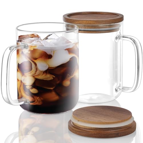 DRASTAR 20 oz Glass Coffee Mug Set of 2