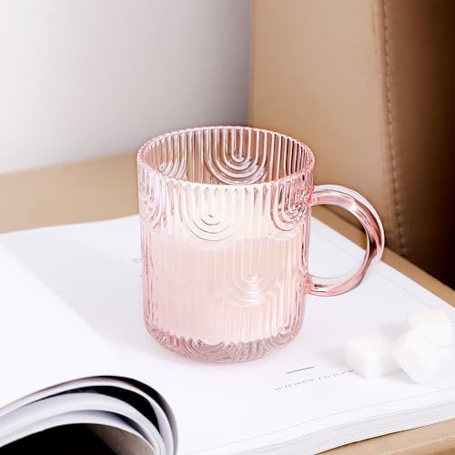 Lysenn Pink Glass Coffee Mugs Set of 4