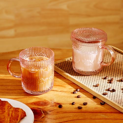Lysenn Pink Glass Coffee Mugs Set of 4