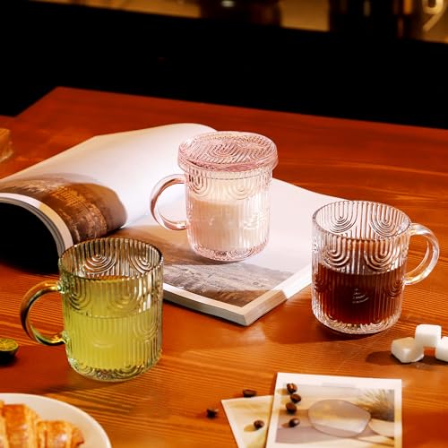 Lysenn Pink Glass Coffee Mugs Set of 4