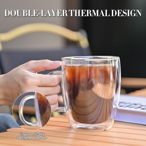 YUNCANG Insulated Double Wall Coffee Mugs Set