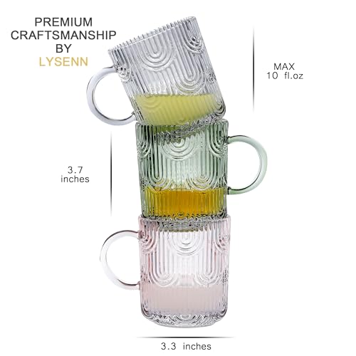 Lysenn Pink Glass Coffee Mugs Set of 4