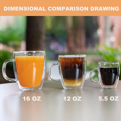 YUNCANG Insulated Double Wall Coffee Mugs Set