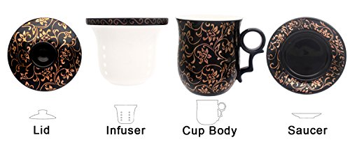 Porcelain Tea Cup Set with Infuser and Saucer