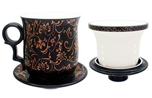 Porcelain Tea Cup Set with Infuser and Saucer