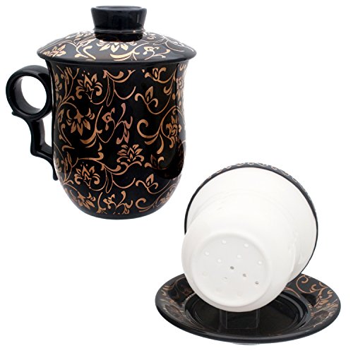 Porcelain Tea Cup Set with Infuser and Saucer