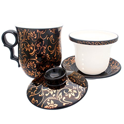 Porcelain Tea Cup Set with Infuser and Saucer