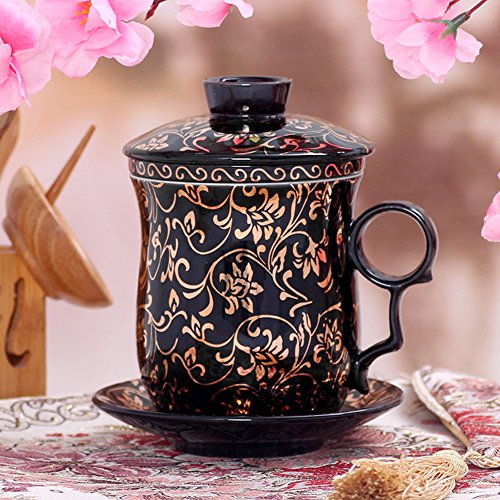 Porcelain Tea Cup Set with Infuser and Saucer