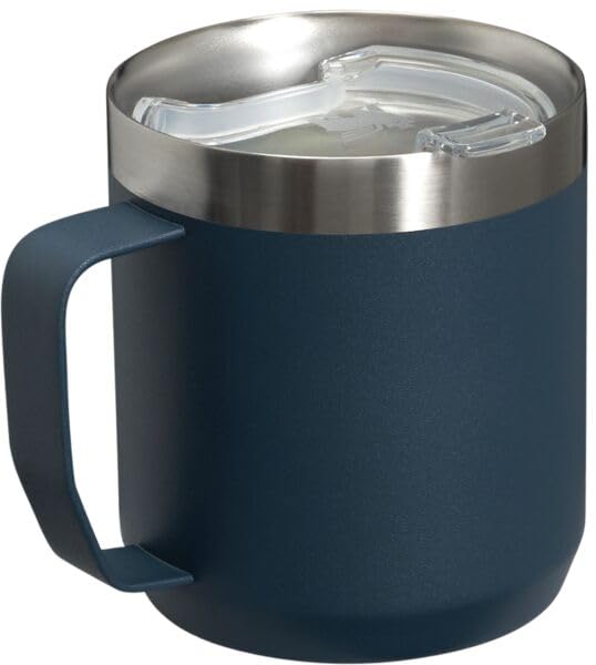 Stanley Stay Hot Camp Mug - Durable 18/8 Stainless Steel Insulated Mug - Splash-Free Tritan™ Drink-Thru Lid - 12 OZ - Navy
