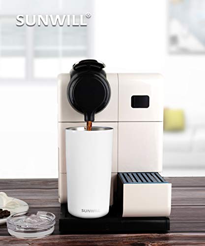 SUNWILL Double Wall Coffee Cup, Insulated Coffee Mug Stainless Steel Slim Travel Tumbler Mini 12oz, White