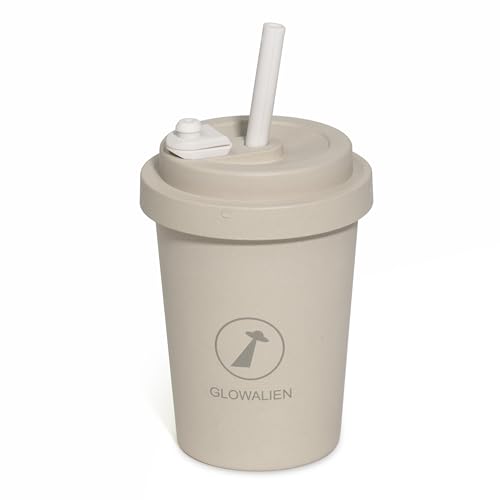 GLOWALIEN Reusable Bamboo Coffee Cups with Straws