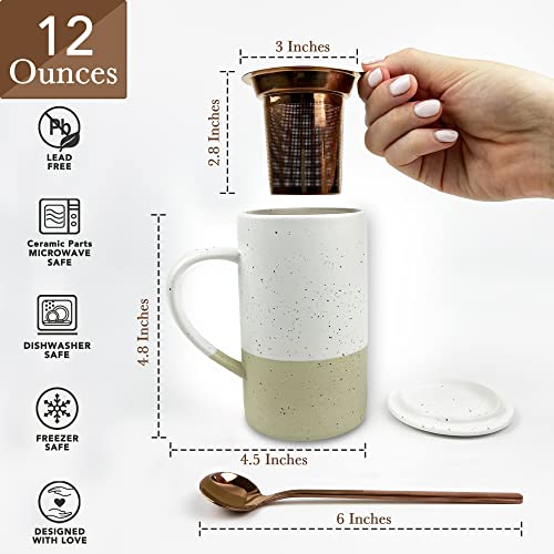 Mora Ceramics 12oz Infuser Tea Cup and Spoon
