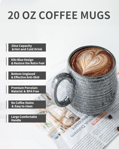 Large Porcelain Coffee Mug with Easy-Grip Handle