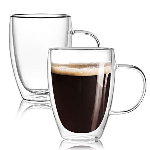 Double Walled Glass Coffee Mugs - Set of 2