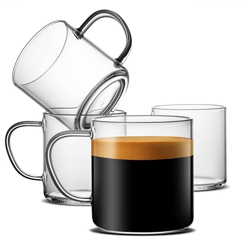 LUXU 4pcs Hand Blown Glass Coffee Mugs