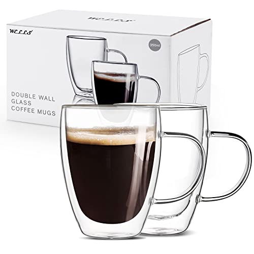 Double Walled Glass Coffee Mugs - Set of 2