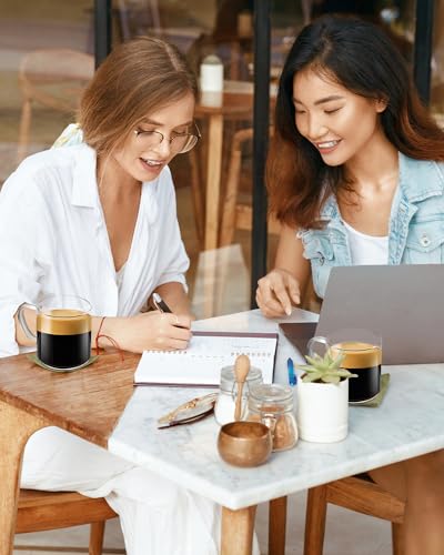 LUXU 4pcs Hand Blown Glass Coffee Mugs